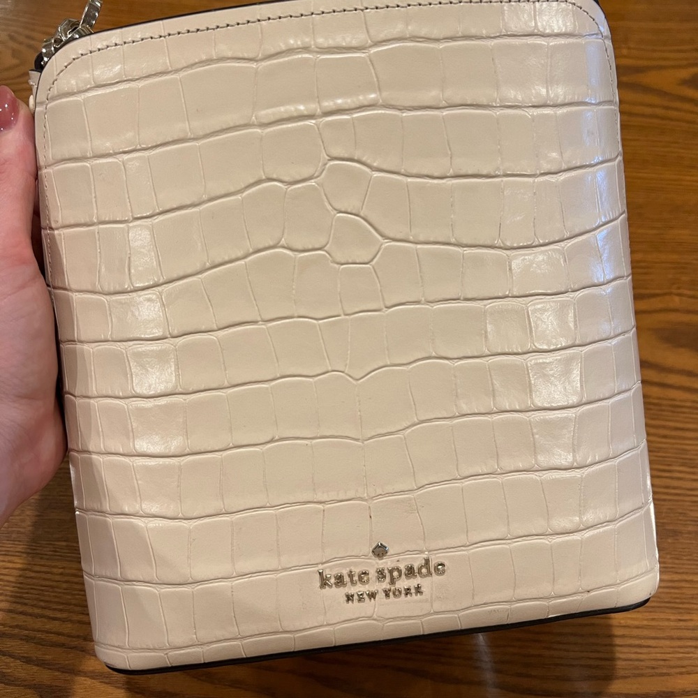 Kate Spade Cream Croc-Embossed Shoulder Bag - Picture 2 of 11